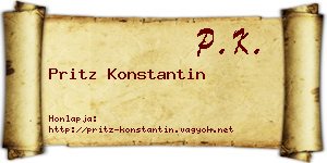 Pritz Konstantin névjegykártya
